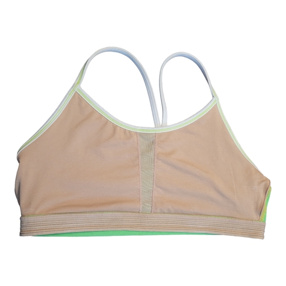 Lululemon Flow Y Bra IV Neon Green White Size 8 Racerback Sports Bra EUC - Picture 8 of 16